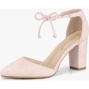 Allegra K Pink Heels Block Ankle Tie Pointed Pumps Party Shoes‎ US 7.5 NEW
